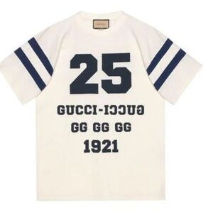 Authentic Gucci White Tee with Navy Print
